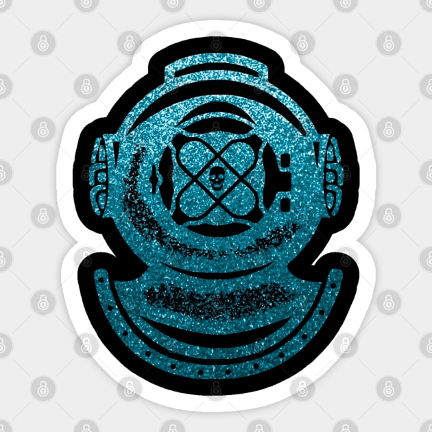 Spooky Diver Diving Helmet Skull Sticker by Contentarama